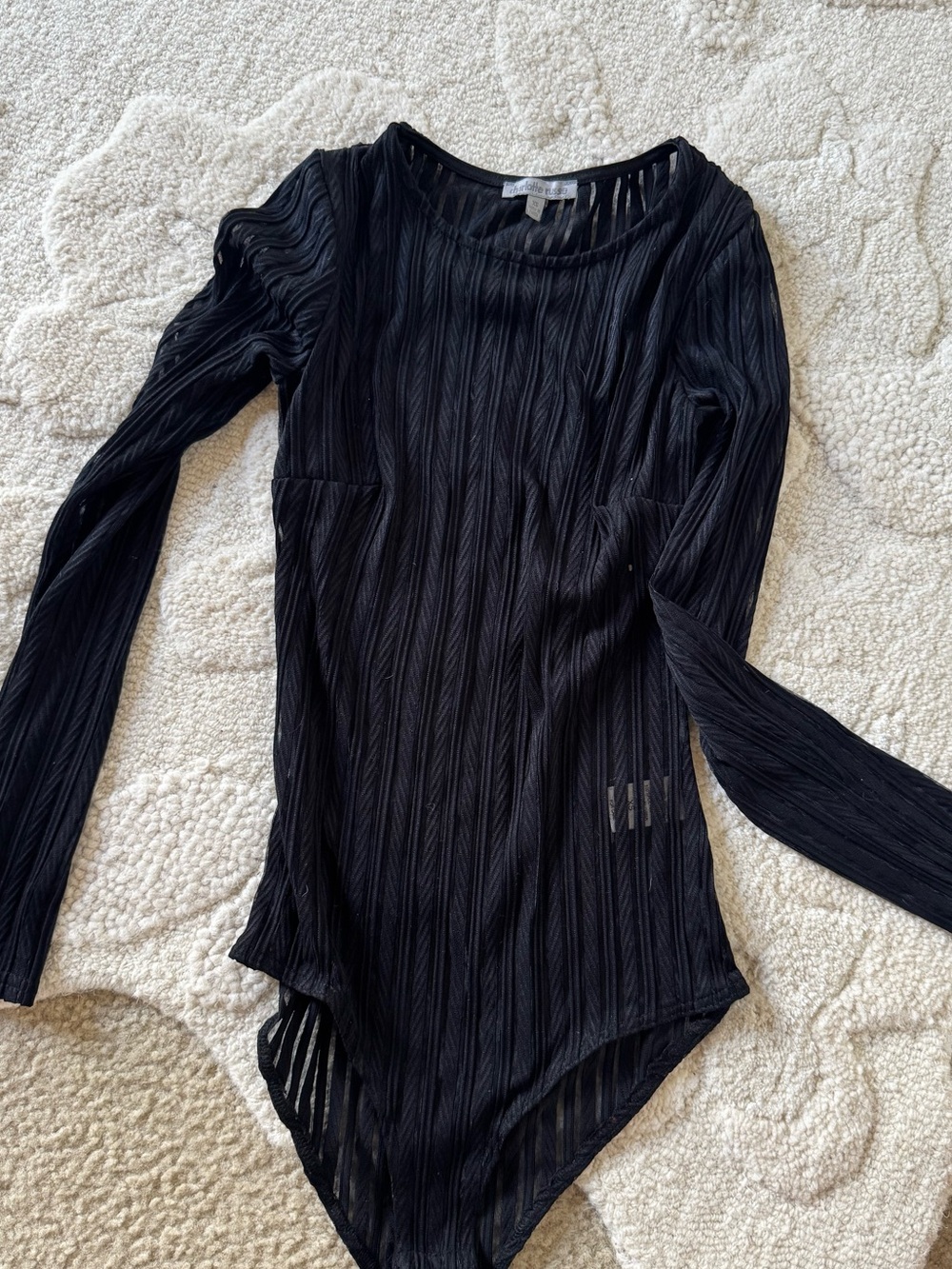 Charlotte Russe black Long-Sleeve Ribbed Bodysuit - Women Tops
